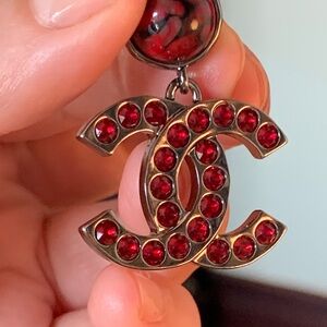 Absolutely stunning, authentic, limited edition red/black large Chanel earrings